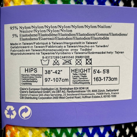 Rainbow Pride Mesh Fishnet Footed Legging Tights - Size Medium/Large - NWT - Picture 3 of 3